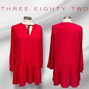 THREE EIGHTY TWO Women’s Ruffled Dress in the Size Large in the Color Red
